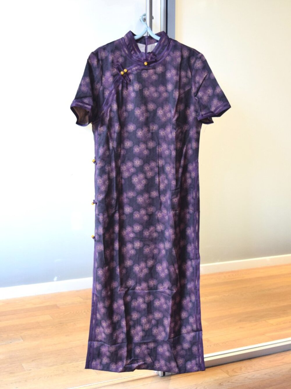 Purple Plum Blossom Flora Maxi Qipao - Chinese Dress